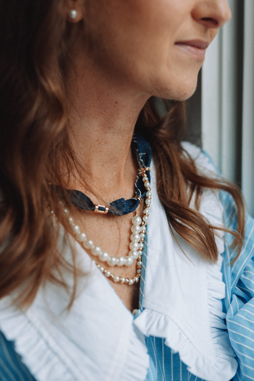 NASZYJNIK PARI BOHO DENIM PERL